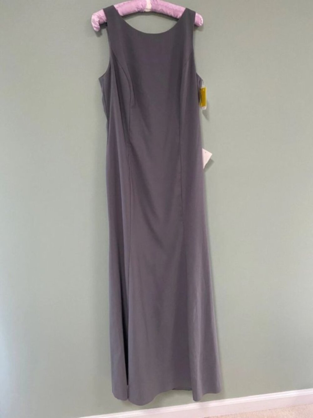Women's Long Gown Dessy Collection Vivian Diamond NEW Crepe -Fall Wedding SZ-14